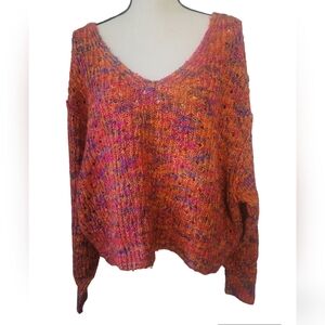 Cropped Orange V-neck Sweater Size S by Free People.